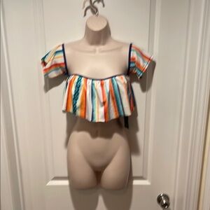 NWT Cherokee Multicolor Striped Bikini Top Sz XL